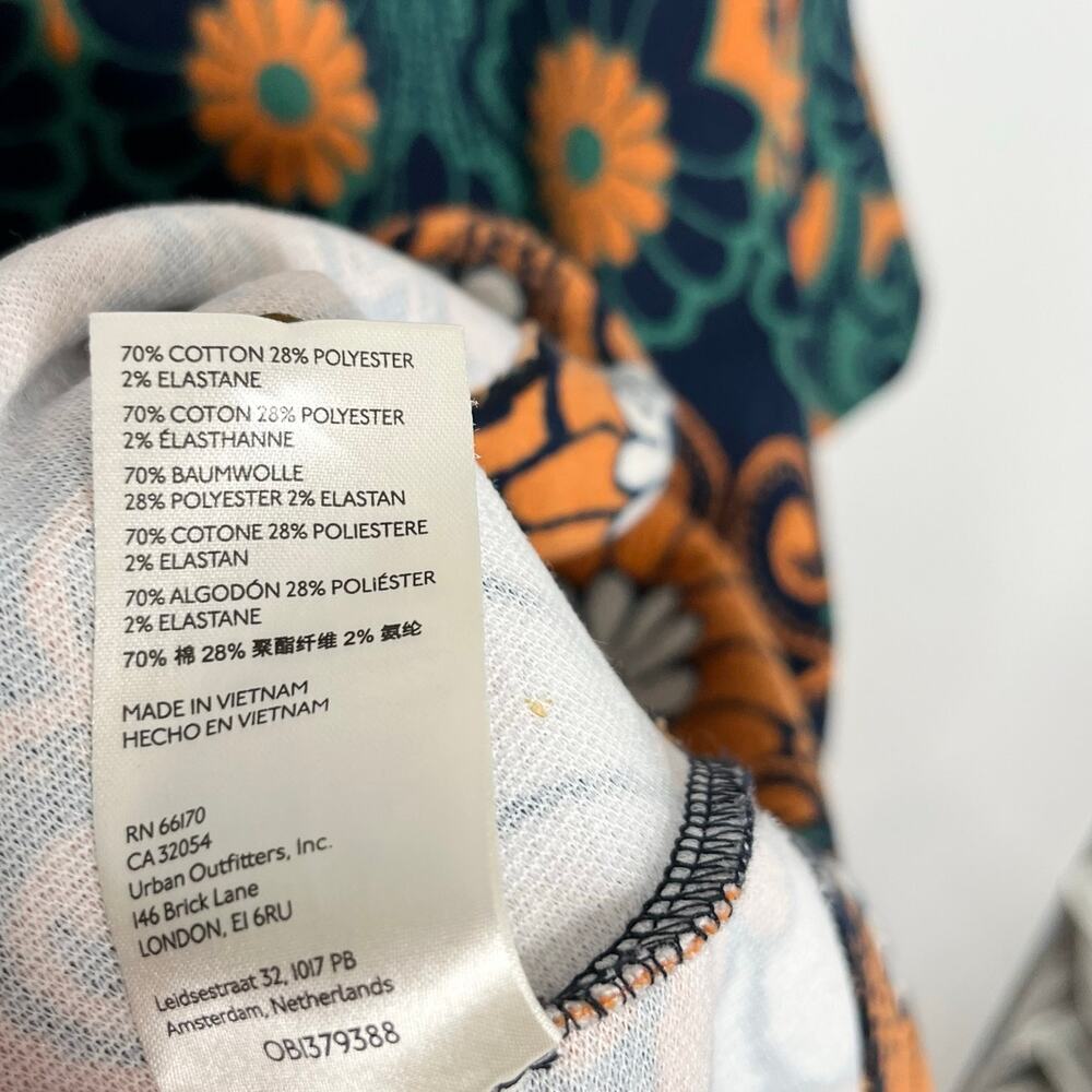 Anthropologie Teal and Rust Floral Shift Dress - Picture 13 of 14